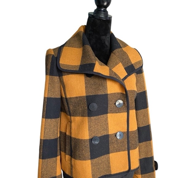 Ann Taylor LOFT Wool Blend Plaid Jacket – Black, Yellow & Brown – Size M - Picture 3 of 6